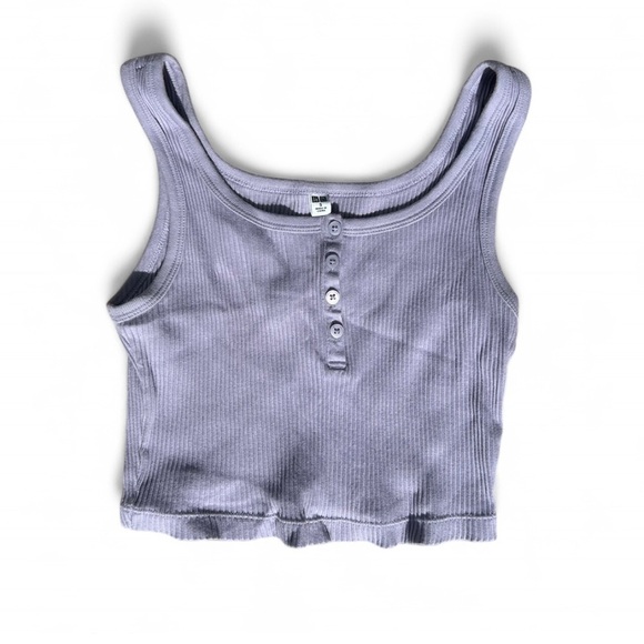 Uniqlo Lilac Ribbed cropped Tank Top women’s small - Picture 1 of 5